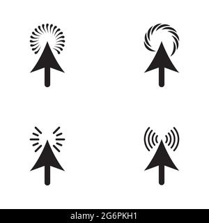 Fare clic con la freccia su caricamento dell'icona del vettore disegno modello Illustrazione Vettoriale