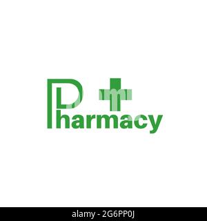 Logo e simboli medici di cardiologia medica farmacia. Illustrazione Vettoriale