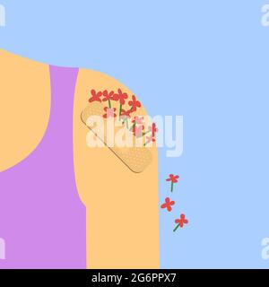 Stucco con fiori su una spalla umana. Illustrazione Vettoriale