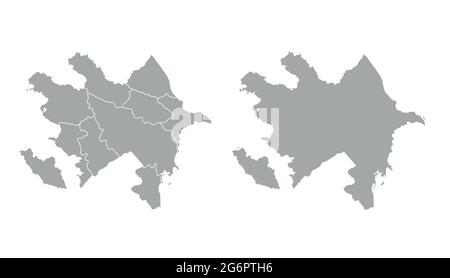 Azerbaigian mappa con i principali punti di riferimento delle regioni. Piatto illustrato Illustrazione Vettoriale