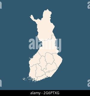 Finlandia mappa isolata su sfondo blu. Vettore Illustrazione Vettoriale