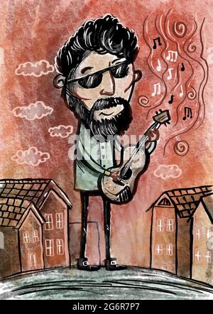 Uomo di suonare una chitarra Foto Stock