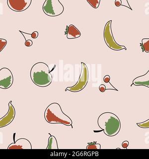 Motivo senza cuciture, vari frutti realistici maturi - illustrazione vettoriale Illustrazione Vettoriale