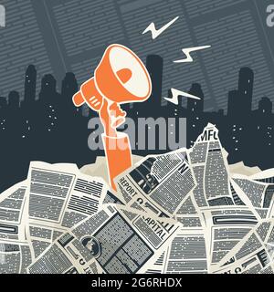 Figura Vector altoparlante con supporto a mano Foto Stock