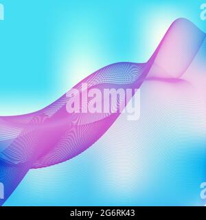 Linee viola sottili su sfondo turchese a gradiente con retroilluminazione. Motivo grafico Foto Stock