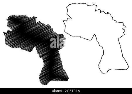 Distretto di Bentheim (Repubblica federale di Germania, distretto rurale, stato della bassa Sassonia) mappa vettoriale illustrazione, abbozzare schizzo della contea di Bentheim mappa Illustrazione Vettoriale