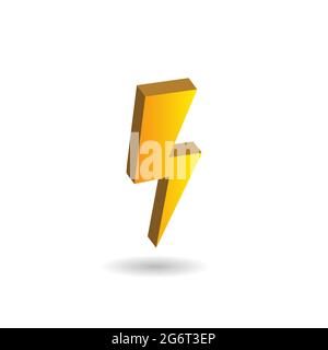 Illustrazione vettoriale 3D del bullone sottostante isolato su sfondo bianco. Elementi di progettazione. Stile grafico incluso. Gradiente giallo arancione Illustrazione Vettoriale