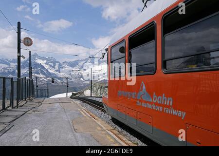 Gornergratbahn, Canton Vallese, Svizzera. Foto Stock
