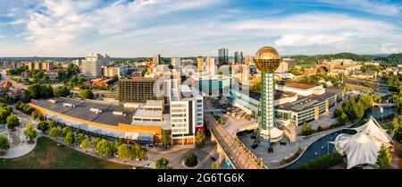 Panorama aereo di Knoxville, skyline del Tennessee Foto Stock