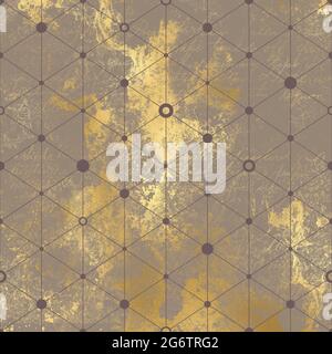 Elementi di design con motivo a grunge di colore neutro marrone e oro per sfondi con linee, triangoli e cerchi forme geometriche. Foto Stock