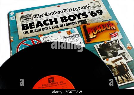 Classic rock band, l'album musicale dei Beach Boys su disco LP con dischi in vinile. Dal titolo Live in London 1969 copertina dell'album Foto Stock