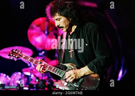 Black Sabbath, chitarrista Tony Iommi, pionieri della musica heavy metal.photo Kazimierz Jurewicz, Foto Stock