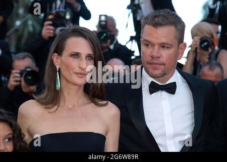 Matt Damon e Camille Cottin partecipano alla prima Stillwater come parte del 74a Festival Internazionale del Cinema di Cannes, in Francia, il 08 luglio 2021. Foto di Aurore Marechal/ABACAPRESS.COM Foto Stock