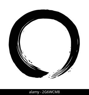 Icona del pennello vettoriale circolare Enso Zen nero Illustrazione Vettoriale
