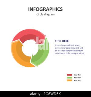 Diagramma circolare, diagramma a torta, Infografica 3D a colori, disegno piatto, modello Illustrazione Vettoriale