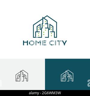 Home City High Building Line Logo Immobiliare Illustrazione Vettoriale