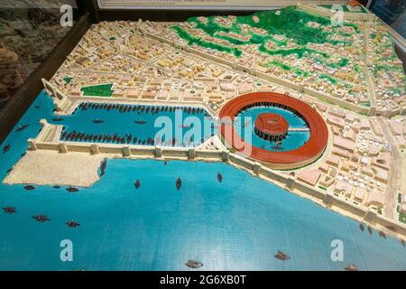 SANTA MARINELLA, ROMA, ITALIA - 25 marzo 2020: Ricostruzione in un modello plastico dell'antica città di Cartagine (circa 146 a.C.) Foto Stock
