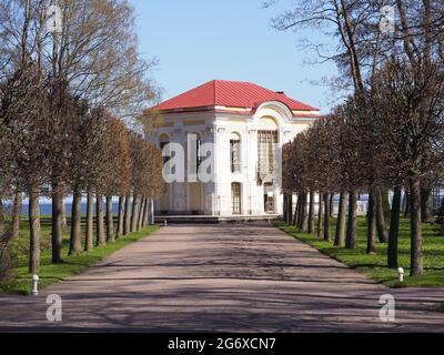 Palazzo di Petershof ornato a San Pietroburgo in Russia Foto Stock