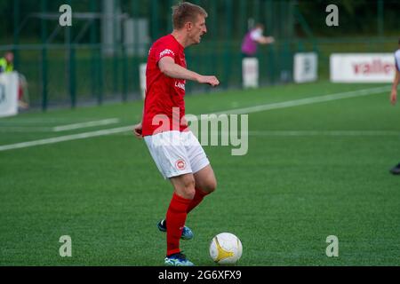 Oswestry, Inghilterra 08 luglio 2021. UEFA Europa Conference League prima partita di qualificazione tra Bala Town e Larne. Foto Stock