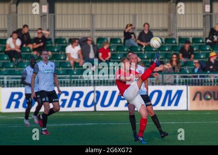 Oswestry, Inghilterra 08 luglio 2021. UEFA Europa Conference League prima partita di qualificazione tra Bala Town e Larne. Foto Stock