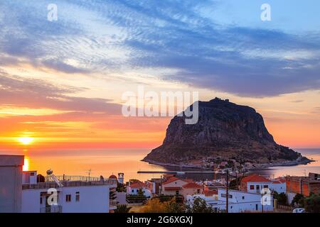 Monemvasia città nel Peloponneso, Grecia Foto Stock