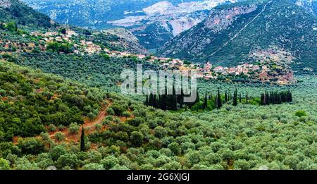 La Valle di Amfisa, è una città della Grecia, facente parte del comune di Delfi Foto Stock