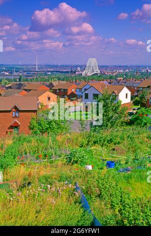 Europa, Regno Unito, Cheshire, Runcorn, paesaggio urbano e industriale, Foto Stock