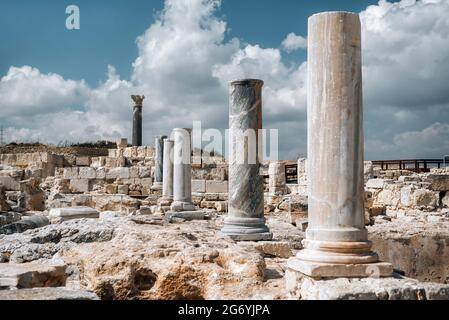 Rovine dell'antica Kourion. Distretto di Limassol, Cipro. Foto Stock