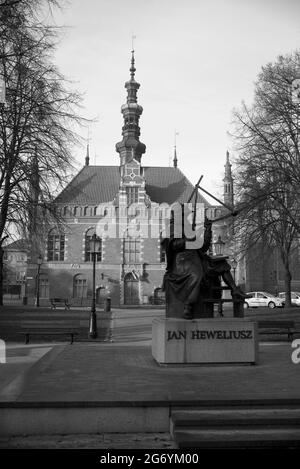 Statua di Jan Heweliusz, Gdańsk, Polonia Foto Stock