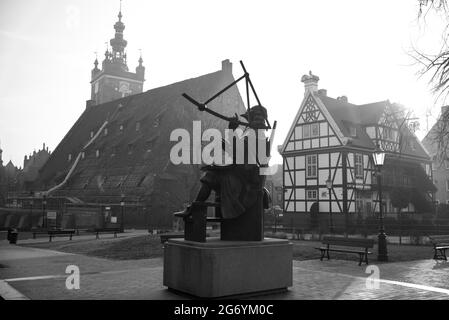 Statua di Jan Heweliusz, Gdańsk, Polonia Foto Stock