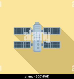 Vettore piano icona stazione spaziale futura. Astronave del pianeta Illustrazione Vettoriale