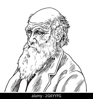 Charles Robert Darwin Vector Cartoon Caricature Illustrazione. 9 settembre 2018 Illustrazione Vettoriale