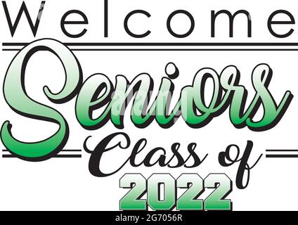 Classe di benvenuto senior di 2022 Banner green Illustrazione Vettoriale