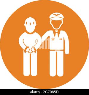 Icona polizia, arresto - file EPS vettoriale. Ideale per supporti di stampa, Web, immagini di magazzino, uso commerciale o qualsiasi tipo di progetto di progettazione. Illustrazione Vettoriale