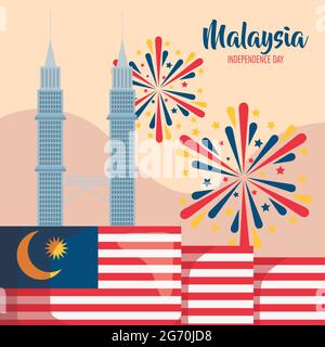 scritta per l'indipendenza della malesia Illustrazione Vettoriale