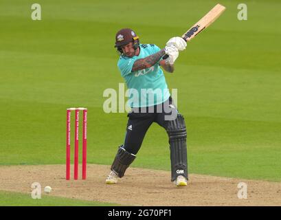 Londra, Regno Unito. 09 luglio 2021. 9 luglio 2021. Londra, UK. Come Surrey prende Kent nella partita di cricket Vitality T20 Blast al Kia Oval. David Rowe/Alamy Live News. Credit: David Rowe/Alamy Live News Foto Stock