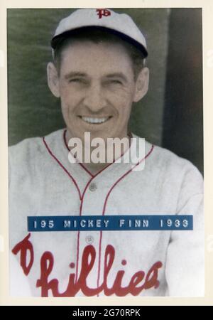 Foto d'antiquariato/carta da baseball di Mickey Finn con i Philadelphia Phillies negli anni '30 Foto Stock