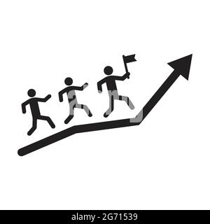 Icona di leadership uomo tenendo in mano la bandiera sul vettore di segno freccia per il tuo sito web design, logo, app, UI. Illustrazione Illustrazione Vettoriale