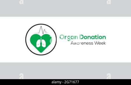 Mese di sensibilizzazione alla donazione di organi osservato il mese di settembre di ogni anno. Banner, poster, scheda, sfondo. Illustrazione Vettoriale
