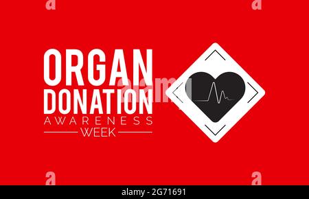 Mese di sensibilizzazione alla donazione di organi osservato il mese di settembre di ogni anno. Banner, poster, scheda, sfondo. Illustrazione Vettoriale