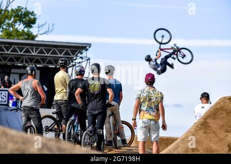 Sussex, Regno Unito. 09 luglio 2021. Azione dal GAS (Goodwood action sports) arena 2021 Goodwood Festival of Speed a Goodwood House, West Sussex il 9 luglio 2021. Foto di Phil Hutchinson. Solo per uso editoriale, è richiesta una licenza per uso commerciale. Nessun utilizzo nelle scommesse, nei giochi o nelle pubblicazioni di un singolo club/campionato/giocatore. Credit: UK Sports Pics Ltd/Alamy Live News Foto Stock