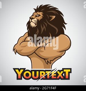 Lion Logo Mascot Character Design Vector Cartoon Illustrazione Vettoriale