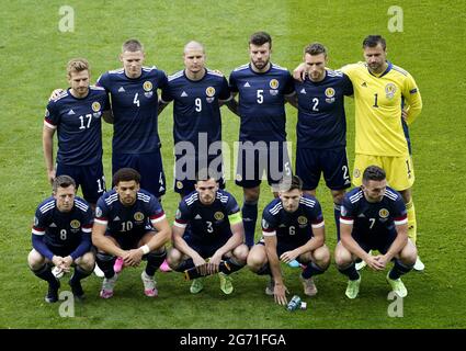 Foto del file datata 22-06-2021 di una foto di gruppo della squadra scozzese prima della partita UEFA Euro 2020 del Gruppo D a Hampden Park, Glasgow. Data di emissione: Sabato 10 luglio 2021. Foto Stock