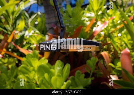 Bella promozione putter per un negozio di golf in Hawaii. Foto Stock