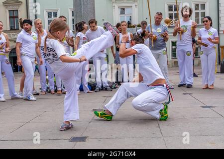 Spettacolo Capoeira a Cracovia (Polonia) Foto Stock