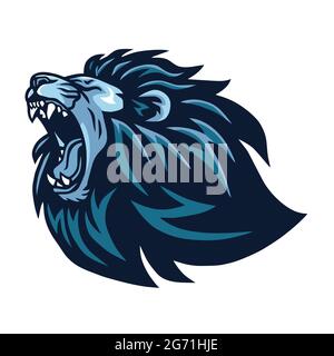 Lion Head Roaring logo Vector Esport Mascot sportivo Illustrazione Vettoriale