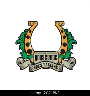esclusivo design ispirato al logo horse shoe Illustrazione Vettoriale