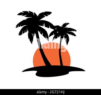 Summer Beach Palm Tree. Isola tropicale. Vacanza Illustrazione Vettoriale
