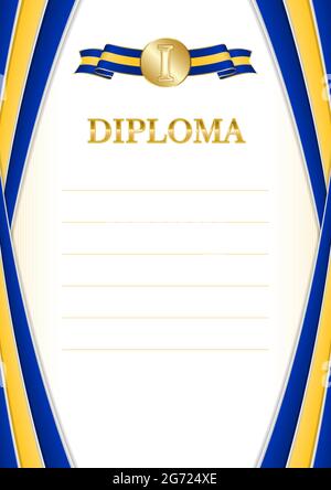 Cornice verticale e bordo con bandiera Barbados, elementi modello per il vostro certificato e diploma. Vettore. Illustrazione Vettoriale