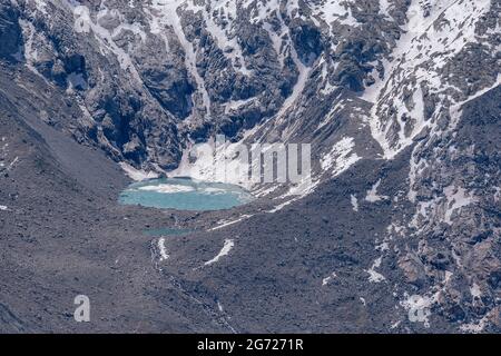 Splendidi laghi turchesi nella GlacierTexture del Ghiacciaio. Bellissimo paesaggio panoramico alpino svizzero. Vista su Monte Rosa e Gorner Glaci Foto Stock